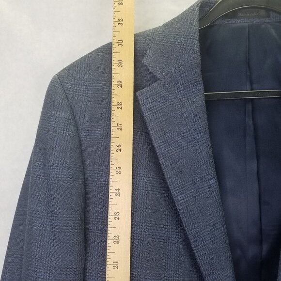 LRL Ralph Lauren Men's Sport Coat Blazer Size 42L Blue Grey Windowpane Silk Wool - Picture 15 of 16